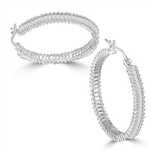 hoop earrings with baguettes in silver