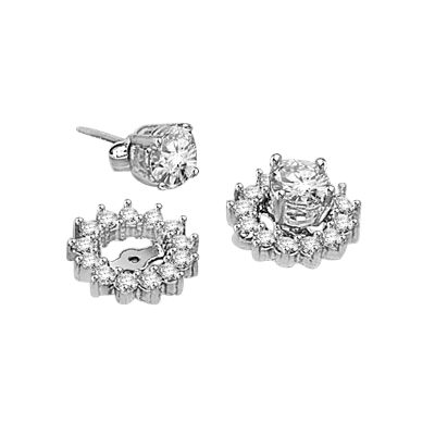 Silver diamond essence earring jackets