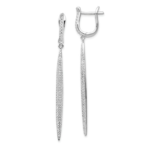 Designer Dangles, 57 mm long, with Diamond Essence Brilliant Melee in pave setting, 1.20 Cts.T.W. in Platinum Plated Sterling Silver. Perfect party wear.