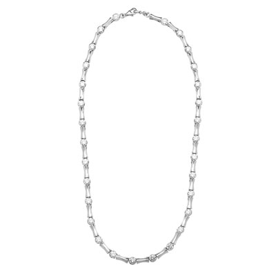 Bambooty - Exquisite Bamboo Necklace with Round Diamond Essence Masterpieces in a unique prong and link setting forming 9.25 cts. T.W. set in Platinum Plated Sterling Silver.