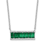 Diamond Essence emerald Necklace, 2  Cts.T.W. in Platinum Plated Sterling Silver.
Length-18"