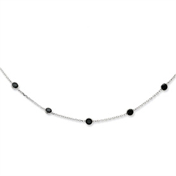 Bezel Set Delicate Necklace with Artificial Round Cut Onyx Diamonds by Diamond Essence set in Sterling Silver