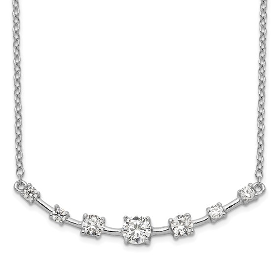 Prong set Artificial Round Diamonds by Diamond Essence set in Platinum Plated Sterling Silver Necklace, 1.0 cts.t.w