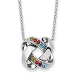The contemporary prong set multicolor necklace for women with round diamonds set in platinum plated sterling silver. 1.0 Cts.t.w. 18" long