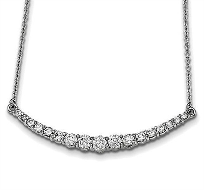 Diamond Essence 16" Necklace with Graduating Round Brilliant Stones,1.70 Cts.T.W. set in Platinum Plated Sterling Silver.