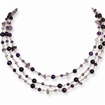 Sterling Silver 3 Strand Necklace with Diamond Essence Amethyst and Lilac beads.