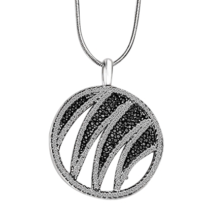 Designer Pendant with Ember Essence and Diamond Essence Melee, 2.5 Cts. T.W. set in Platinum Plated Sterling Silver. 18" long Chain included.