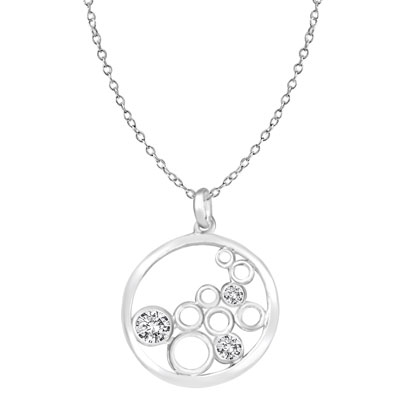floating stones sterling silver pendant