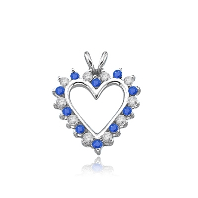 Sapphire Essence Heart Pendant - 0.5 Cts. T.W. set in Platinum Plated Sterling Silver.