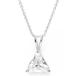 Diamond Essence  Pendant with 3.0 ct Triangle stone in Platinum Plated Sterling Silver.