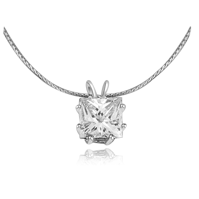 Princess-cut Diamond Essence Pendant in silver