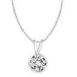 Platinum Plated Silver Pendants - 1ct round brilliant stone