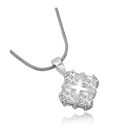 4 Princess Cut Masterpieces pendant  in silver