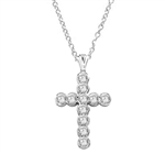 Show your spirit with a heavy, solid cross pendant made with Round Diamond Essence stones 1.5 Cts. each Delightfully Dazzling 2-1/4"H and 1-3/4"W. Chain Not Included.