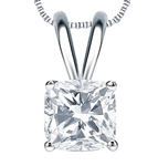 Cushion cut Diamond pendant Sterling Silver