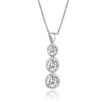 pendant of bezel-set round diamonds in silver