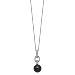 Diamond Essence Pearl Pendant  with Round Brilliant Melee, 1 Cts.t.w. set in Platinum Plated Sterling Silver.