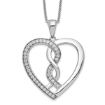 Platinum Plated Sterling Silver pendant with two hearts as one.