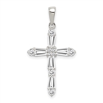 Beautiful designer cross pendant with Diamond Essence tapered baguettes and round stones, 2.0 cts.t.w. set in Platinum Plated Sterling silver.
Free silver chain included.