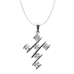 Diamond Essence Cross Pendant With Cushion Cut Stone In Bar Setting,3 Cts.T.W In Platinum Plated Sterling Silver.
&#8203;Approx Size Of Pendant Is 33mm Length And 21.50mm Width.