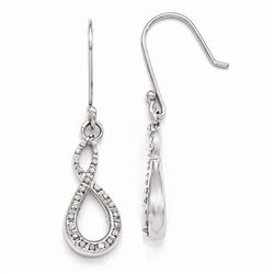 Diamond Essence French Wire Drop and Dangle Designer Earring, 0.25 ct.t.w. in Platinum Plated Sterling Silver.
