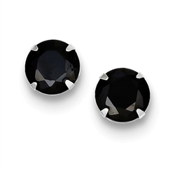 Stud Earrings with 2.0 Cts. each Round Cut Black Diamond Essence set in Platinum Plated Sterling Silver, 4.0 cts.t.w.