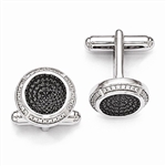 Diamond Essence Round Cuff Links, with Brilliant Essence and Black Essence melee set in Platinum Plated Sterling Silver, 2.50 cts.t.w.