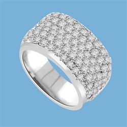 Diamond Essence Designer Ring with 7 rows of small Round Diamond Essences, 2.0 Cts. T.W. set in Platinum Plated Sterling Silver.