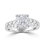 cushion cut diamond on ethnic band in sterling silver ring