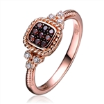 Diamond Essence Rose Plated Ring with Diamond And Chocolate stones, Approx 1 Ct.T.W.