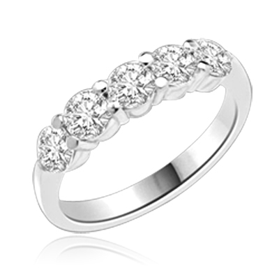 Prong Set Designer Band with Simulated Round Brilliant Diamonds by Diamond Essence set in Sterling Silver