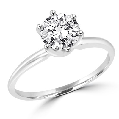 Platinum plated Solitaire sterling silver  ring with 1 ct stone