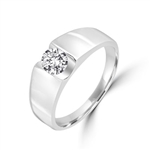 Platinum Plated Sterling Silver ring with 1.0 carat round brilliant stone.