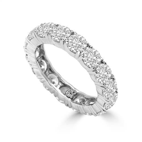 Diamond Essence Eternity Ring, With 4 Cts.T.W. Round Brilliant Stones In Platinum Plated Sterling Silver.