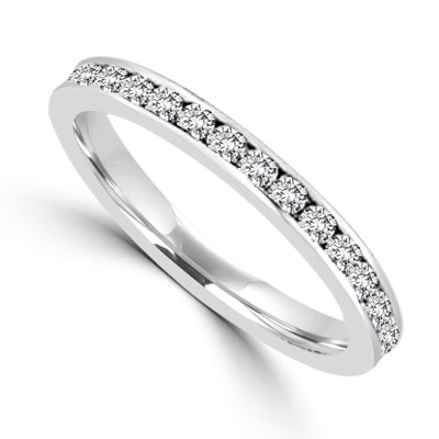 channel set eternity band in platinum plated sterling silver