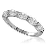 Simple delicate band 1.25 Cts. T.W. with 0.25 Ct Marquise Cut 5 Diamond Essence stones in Platinum Plated Over Sterling Silver.