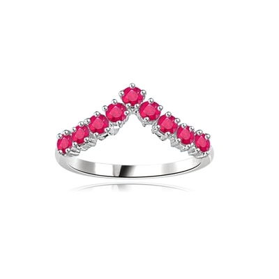 Stacking Rings-V-shaped Ruby rings in silver