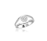 Subtle and strong Friendship Ring, 1.0 Ct. T.W, with a delicate Round Solitaire nestled in stylish split shank of Platinum Plated Sterling Silver.