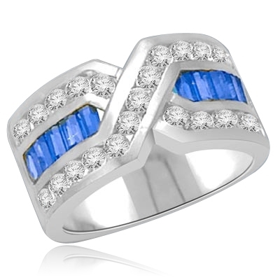 Tenderly- Sapphire Platinum Plated Sterling Silver  ìXî ring 2.5 cts.t.w