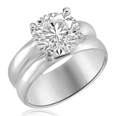 wide band solitaire silver ring