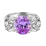 Three stone Jaw dropping oval Lavender stone ring