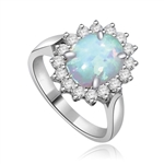 ring with 3ct oval cut opal and dancing melee