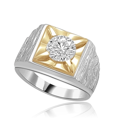 Play-Man’s heavy ring with a 2.0 cts in silver