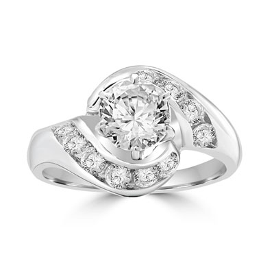 Ring – channel set round diamond in swirl design