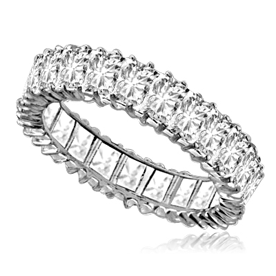 Emerald-Cut Eternity Band Platinum Plated Sterling Silver
