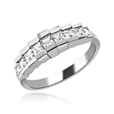 Graduating Nine Stone Princess Ring in silver