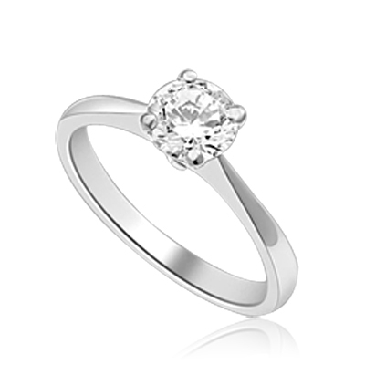 Delicate Darling - 0.75 Ct. Round Cut Brilliant Solitaire Ring to set the heart racing. In Platinum Plated Sterling Silver.