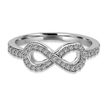 Infinity Ring with 1.60 cts.t.w. of Diamond Essence Melee, in Platinum Plated Sterling Silver.