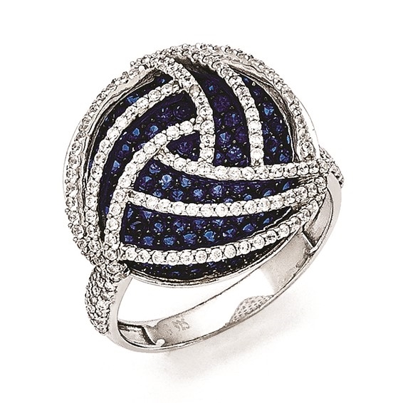 Designer Ring with artistically set Sapphire Essence and Diamond Essence Melee, 3.0 Cts. T.W. set in Platinum Plated Sterling Silver.