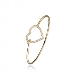 Diamond Essence Bangle Bracelet with Round Melee set in Heart shape, 0.50 Cts.T.W. in 14K gold Plated Sterling Silver.